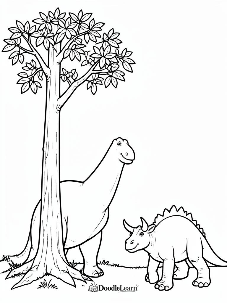 Free printable Plant Eaters Together coloring page for kids