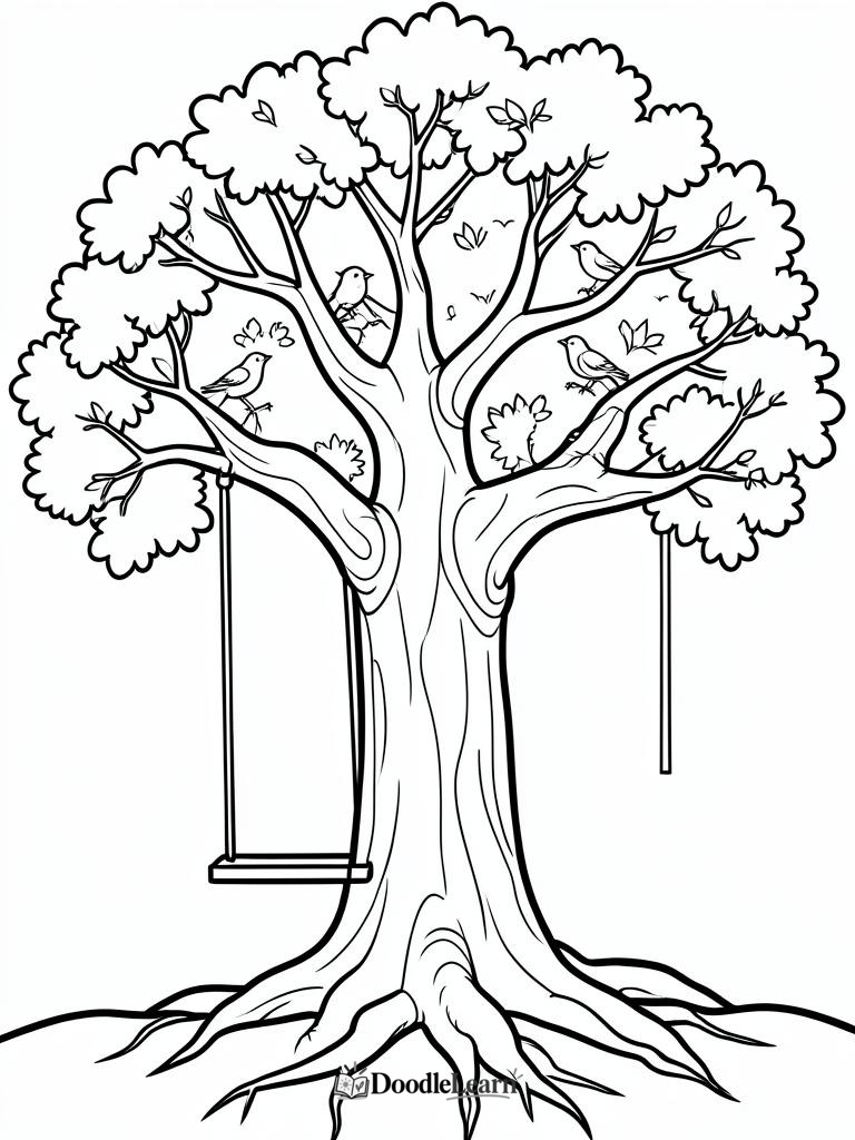 Free printable Autumn Trees coloring page for kids