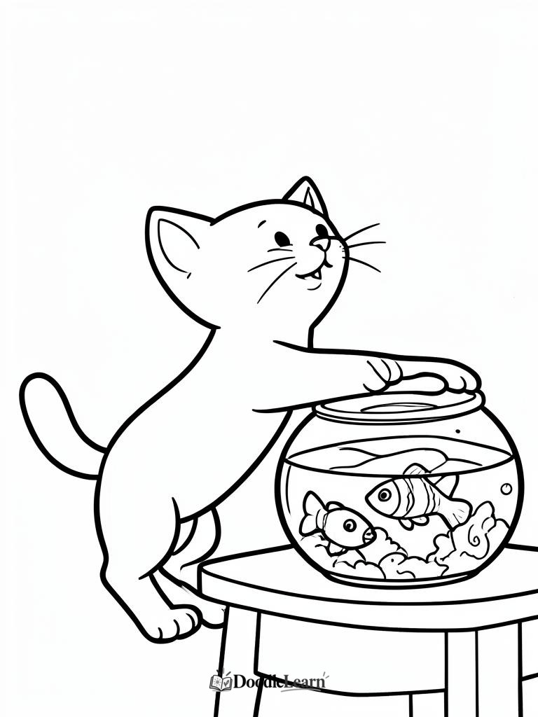 Free printable The Fishbowl coloring page for kids